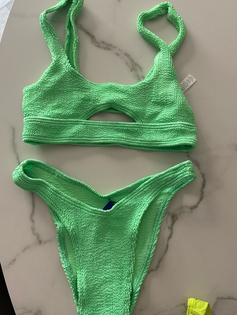Textured Cutout Bikini Set in Bright Green